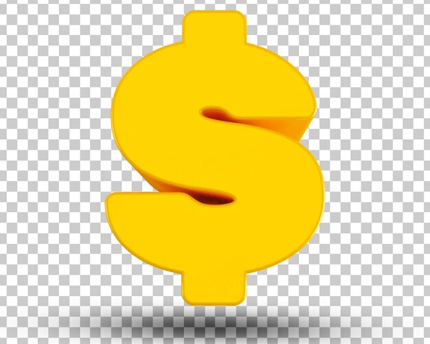 Símbolo de dólar 3D Texto del archivo PSD con fondo transparente