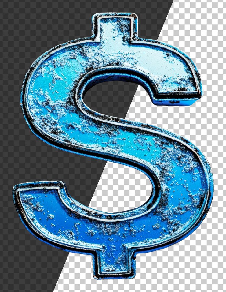 PSD símbolo de dólar azul de png con una apariencia texturizada