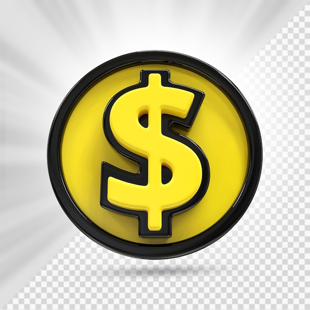 Símbolo de dólar moneda 3D Render