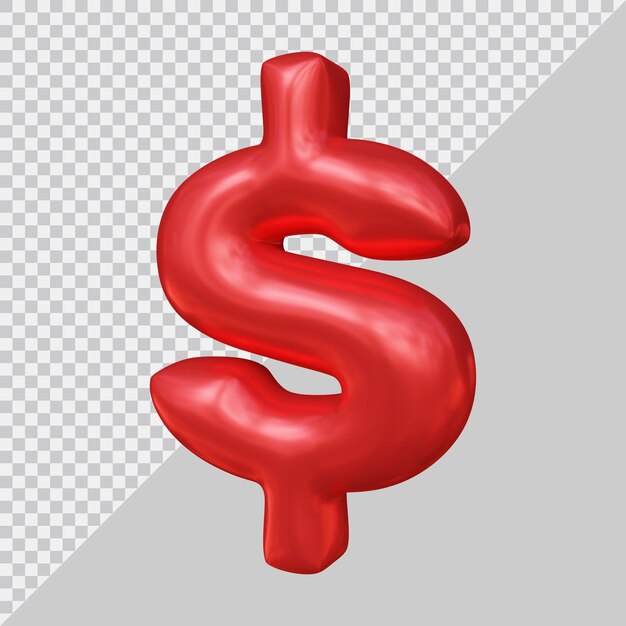 Símbolo de dólar en render 3d