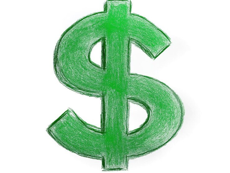 Símbolo de dólar verde aislado en un fondo transparente aislado Representación simple pero llamativa