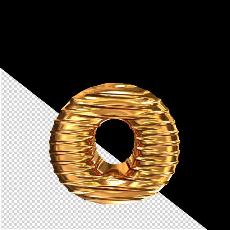 PSD símbolo dorado en 3d con la letra horizontal rebajada o