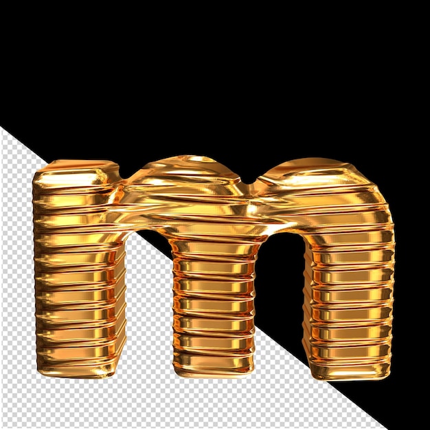 Símbolo dorado en 3D con la letra horizontal ribeteada m