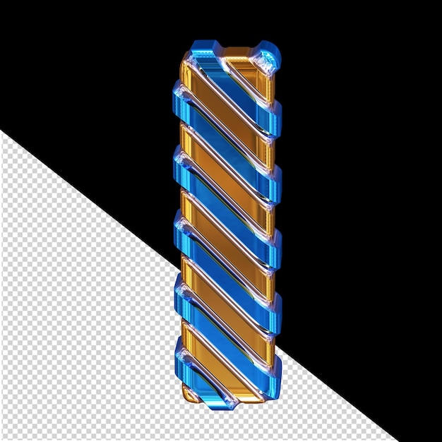 Símbolo dorado con correas diagonales azules número 1