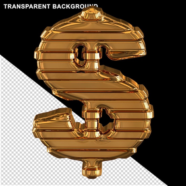 PSD símbolo dorado con finas tiras horizontales