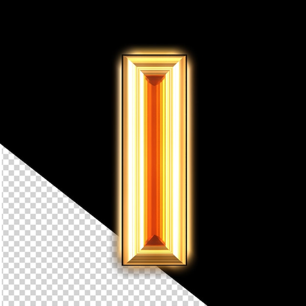 Símbolo dorado con letra luminosa i