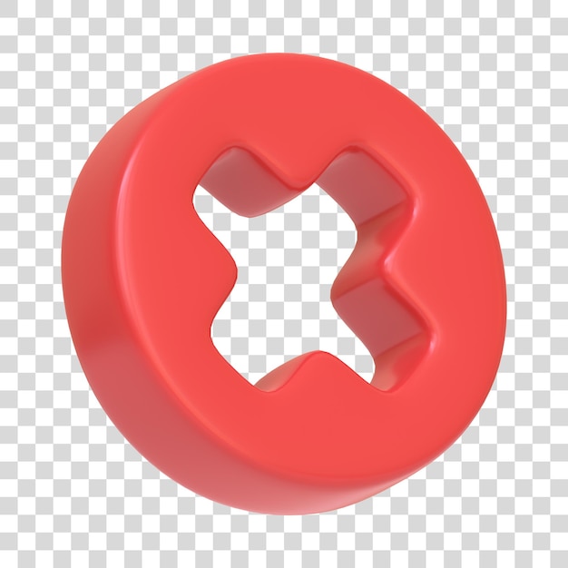 PSD símbolo de error rojo aislado en fondo blanco icono signo y símbolo estilo minimalista de dibujos animados 3d render