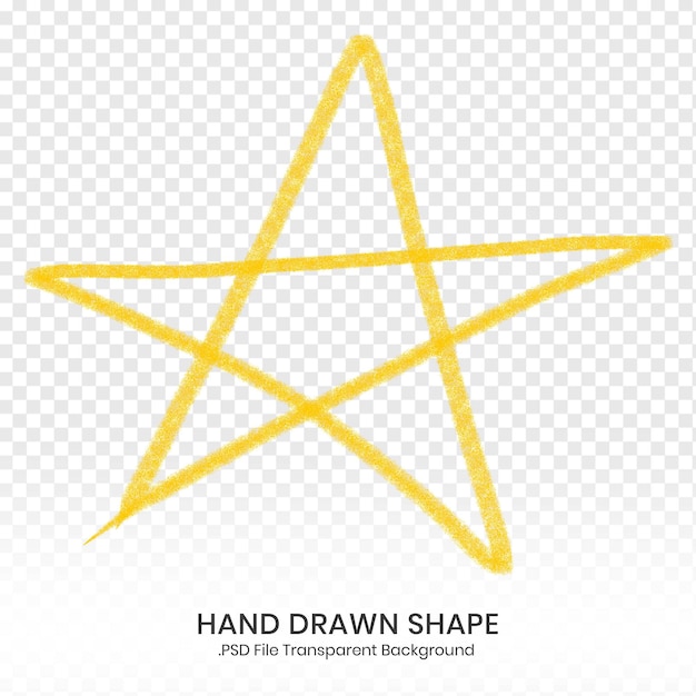 Símbolo de estrella amarilla lápiz de colores dibujado formas elemento PNG transparente