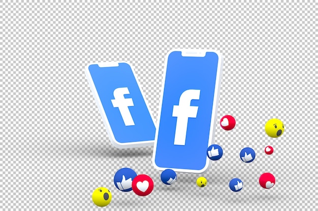 Símbolo de Facebook en la pantalla del teléfono inteligente o móvil y reacciones de Facebook