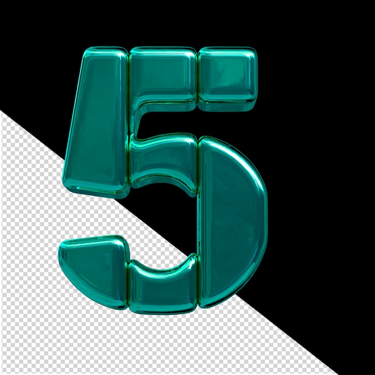 PSD simbolo fatto di blocchi verticali turchesi numero 5
