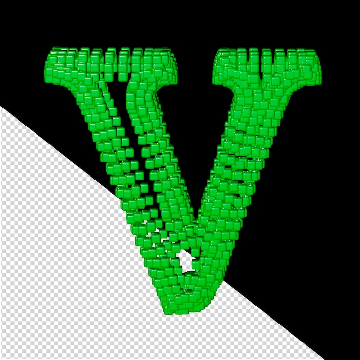 PSD simbolo fatto di cubi verdi 3d lettera v