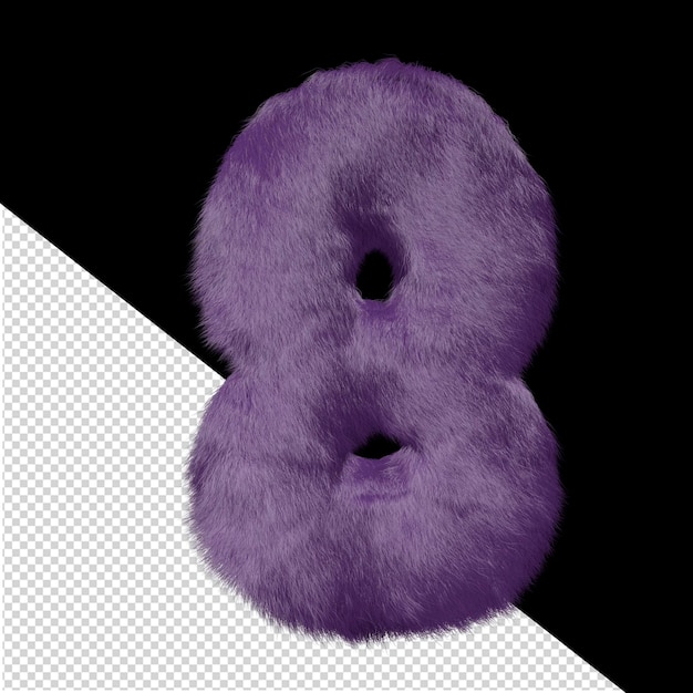 Simbolo fatto di pelliccia viola numero 8