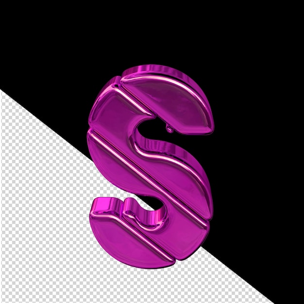 Símbolo feito de blocos 3d roxos diagonais letra s