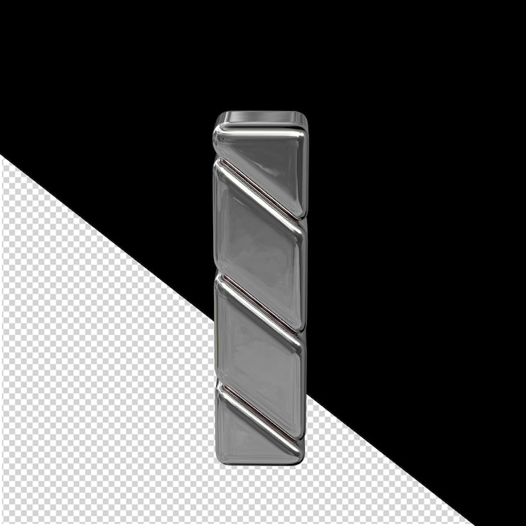 PSD símbolo feito de blocos de prata 3d diagonais letra i