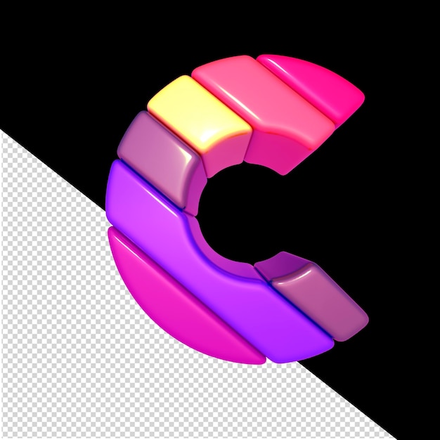 PSD símbolo feito de blocos diagonais coloridos letra t