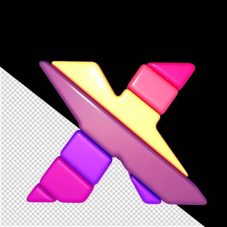 PSD símbolo feito de blocos diagonais coloridos letra x