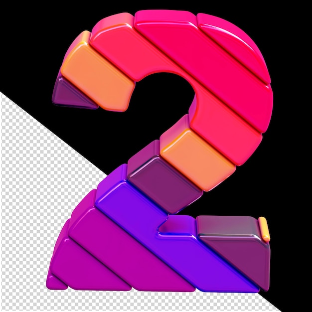 Símbolo feito de blocos diagonais coloridos número 2