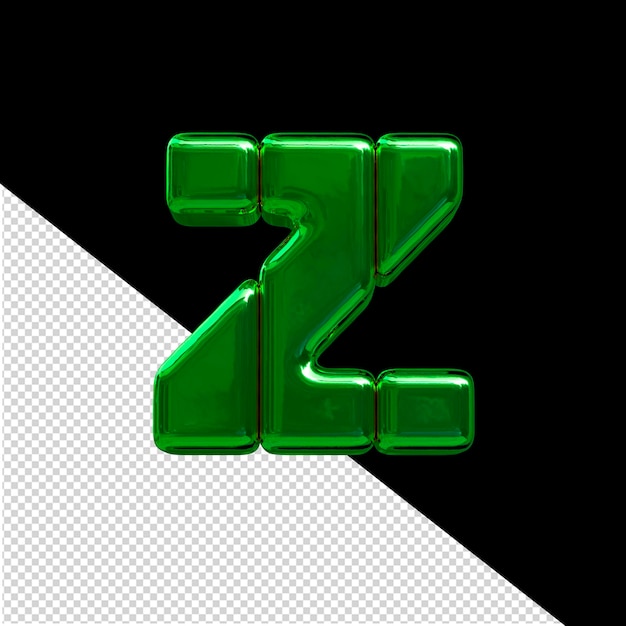 Símbolo feito de blocos verticais verdes letra z