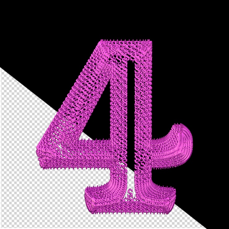 PSD símbolo feito de cifrões 3d roxos número 4