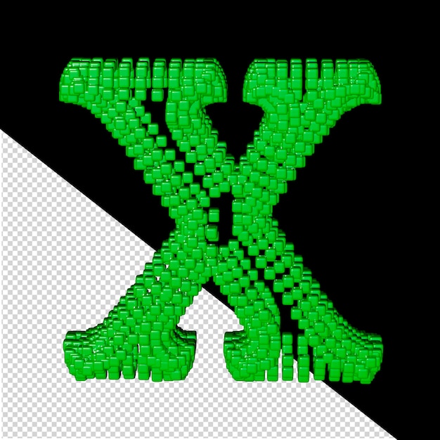PSD símbolo feito de cubos 3d verdes letra x