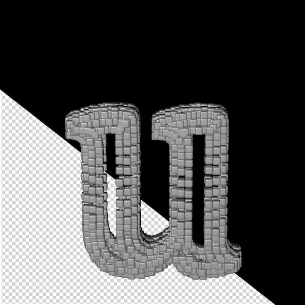 Símbolo feito de cubos cinzentos 3d. letra u