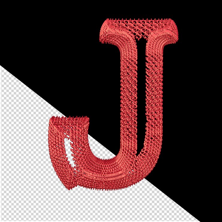 PSD símbolo feito de dólar vermelho 3d assina letra j