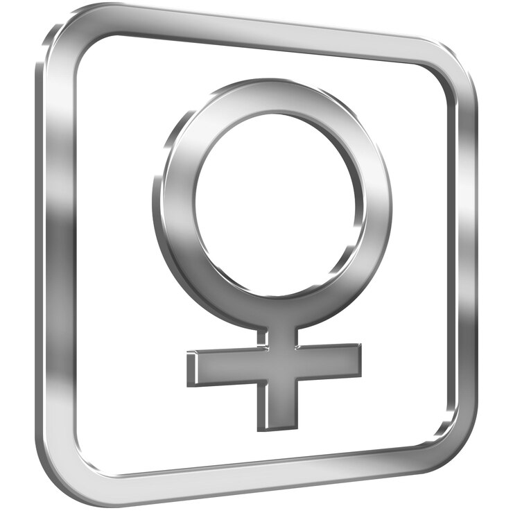 PSD símbolo femenino icono 3d con efecto metálico plateado