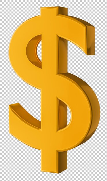 Símbolo de finanzas y negocios Signo de dólar de oro aislado en psd transparente