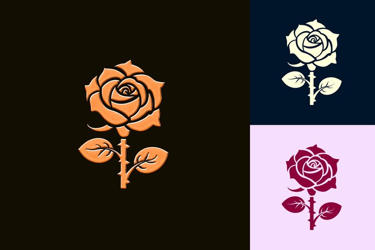 PSD símbolo de la flor del icono de la rosa con una flor de borde espinosa con un diseño vectorial único inspirado en la naturaleza c