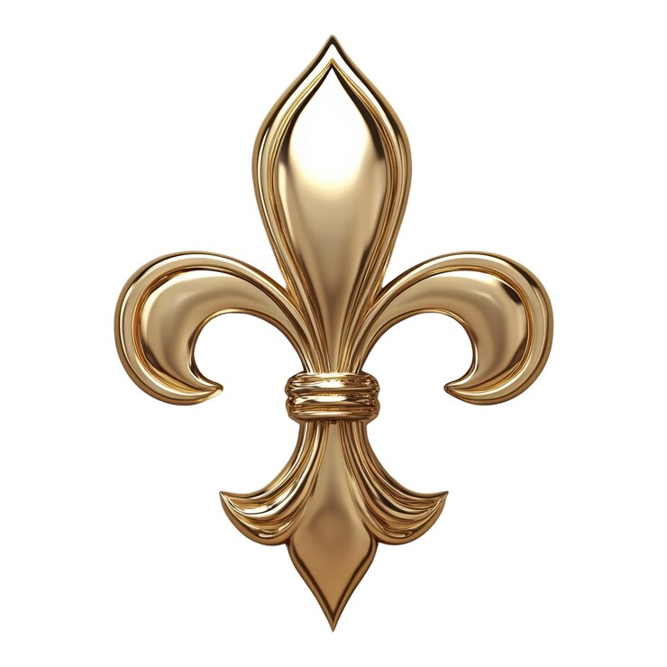 Símbolo de flor de lis dorado aislado sobre un fondo transparente