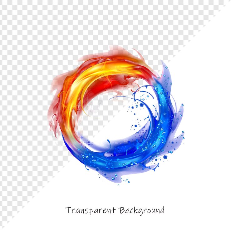 PSD símbolo de fuego y agua yin yang