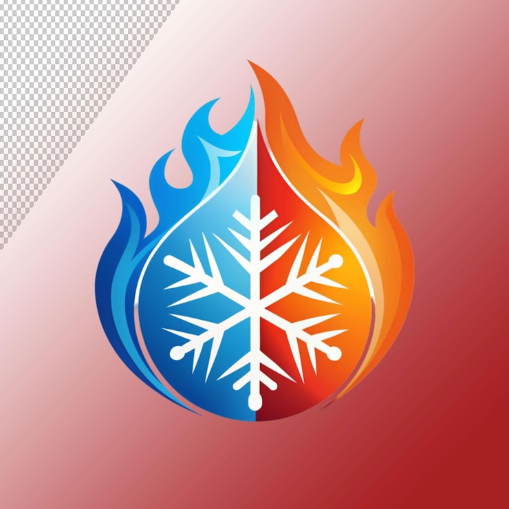 PSD símbolo fuego nieve logotipo de calefacción y refrigeración para hvac aislado sobre fondo transparente