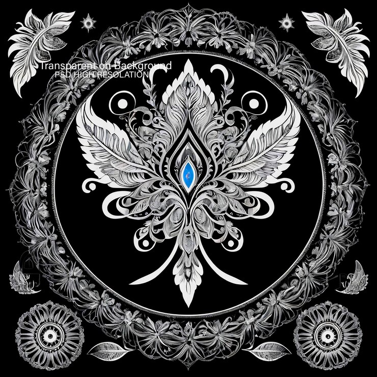 PSD símbolo geométrico de mandala en estilo de arte digital en fondo transparente