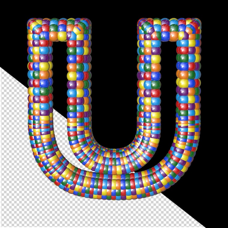 PSD símbolo de globos de colores letra u