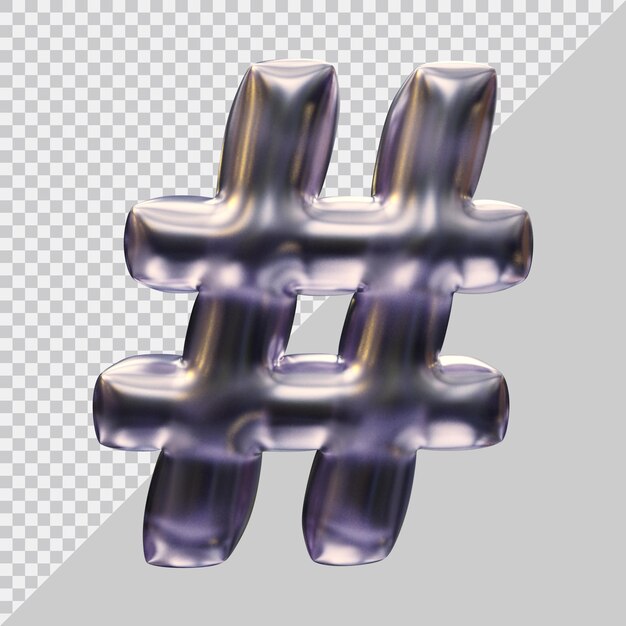 Símbolo hashtag en 3d render