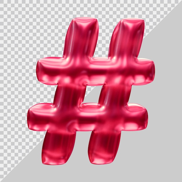 Símbolo hashtag en 3d render