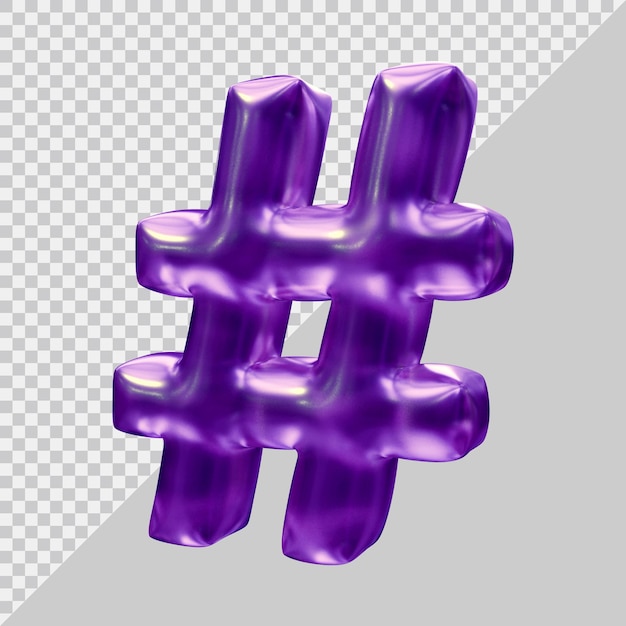 Símbolo hashtag en 3d render