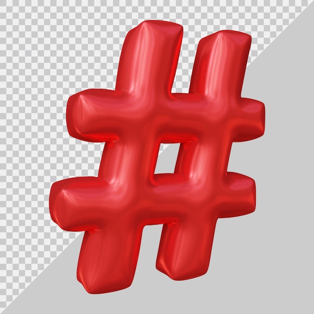 Simbolo hashtag nel rendering 3d