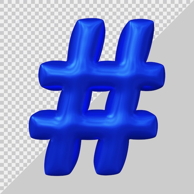 Simbolo hashtag nel rendering 3d