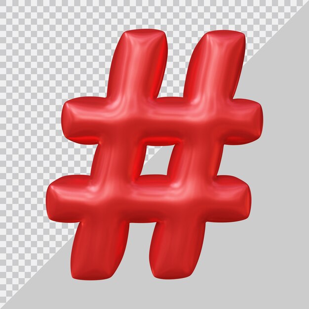 Símbolo de hashtag en render 3d