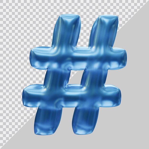 Símbolo de hashtag en render 3d