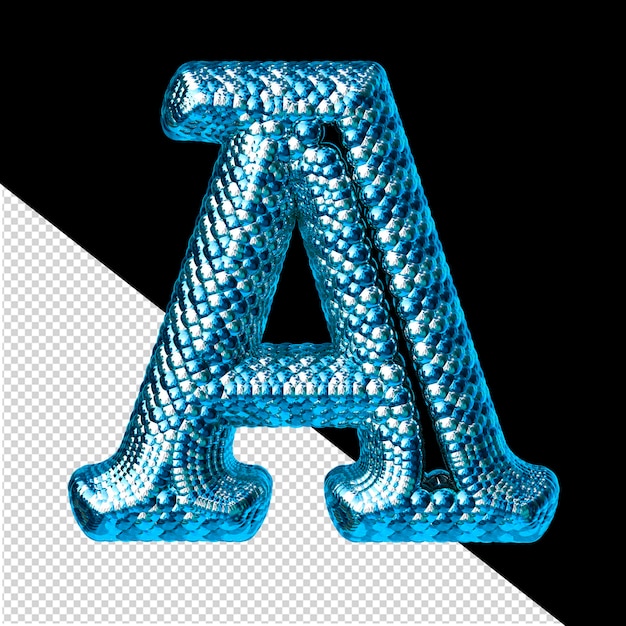 Símbolo hecho de azul y plata como las escamas de una serpiente letra a