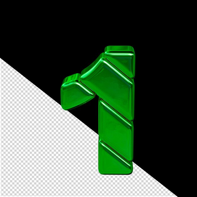 Símbolo hecho de bloques 3d verdes diagonales número 1