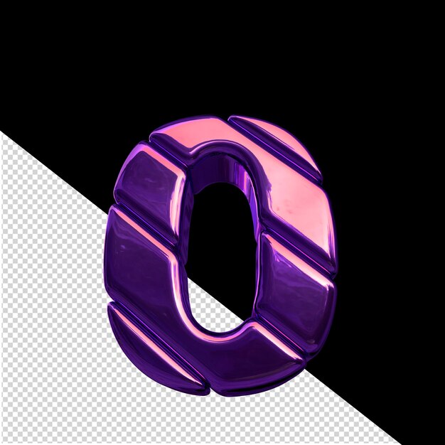 Símbolo hecho de bloques diagonales de color púrpura oscuro número 0