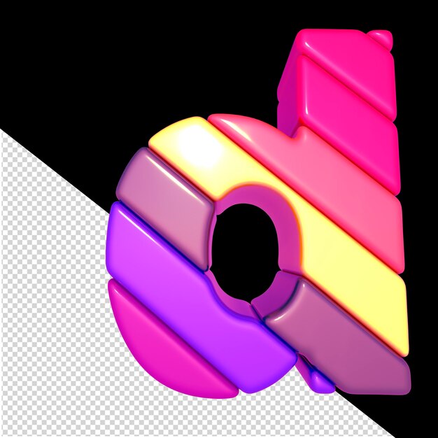 Símbolo hecho de bloques diagonales de colores letra d