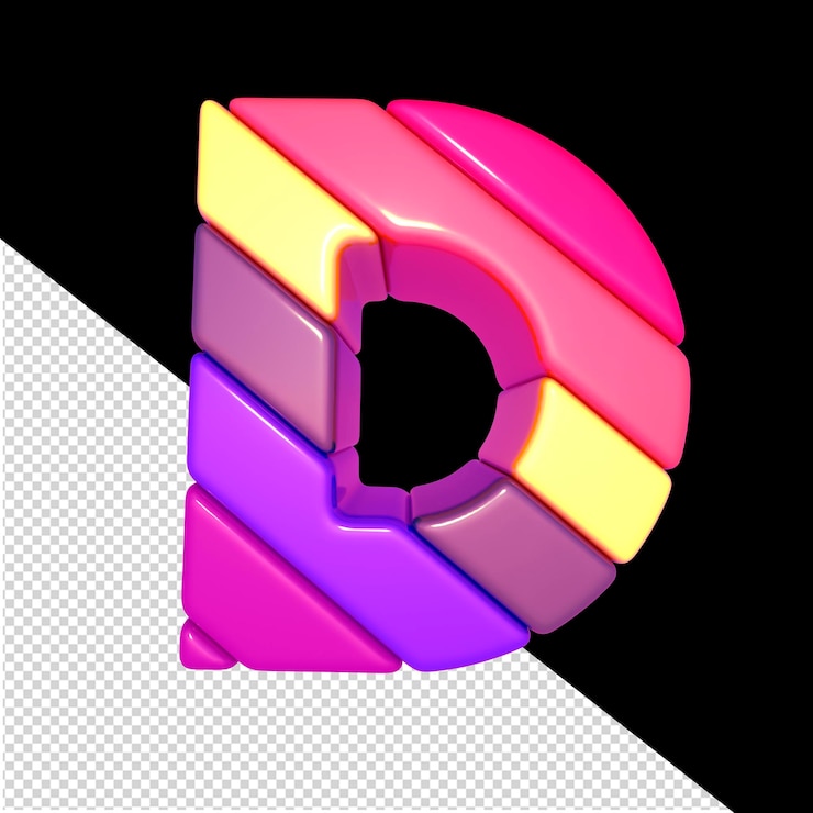 PSD símbolo hecho de bloques diagonales de colores letra d