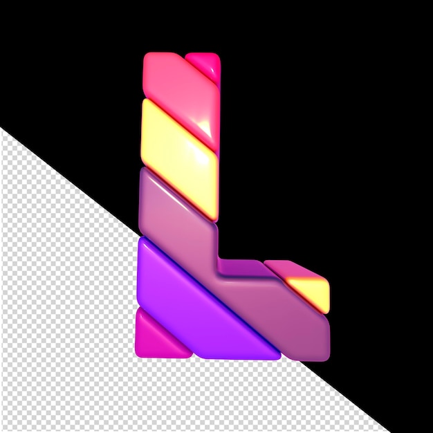 PSD símbolo hecho de bloques diagonales de colores letra l