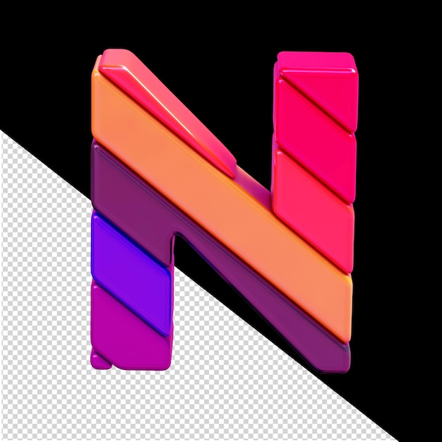 Símbolo hecho de bloques diagonales de colores letra n