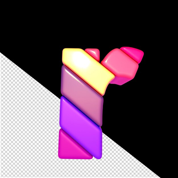 Símbolo hecho de bloques diagonales de colores letra r