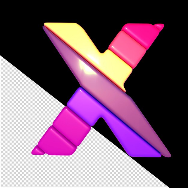 PSD símbolo hecho de bloques diagonales de colores letra x